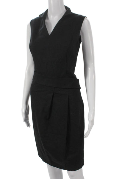 Akris Punto Women Wrap Dress Black V-Neck Sleeveless Acetate Size 10