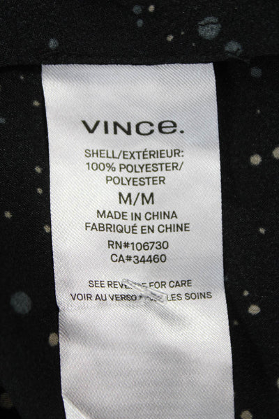 Vince Womens A-Line Black V-Neck Long Sleeve Speckled Maxi Dress Size M