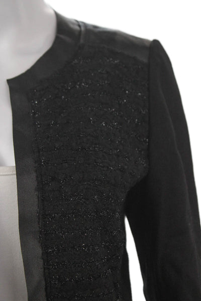 Elie Tahari Women Black Textured Knit Basic Jacket Long Sleeve Size S