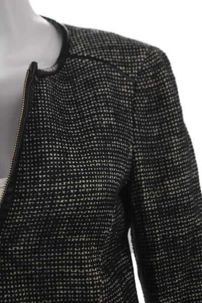 Boss Hugo Boss Women Basic Jacket Black Check Cotton Blend Zip Size 4