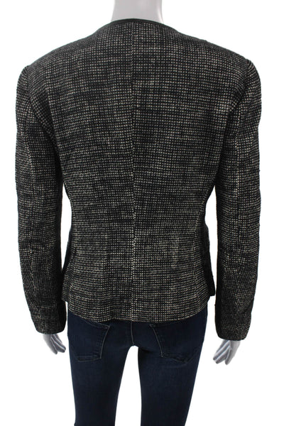 Boss Hugo Boss Women Basic Jacket Black Check Cotton Blend Zip Size 4