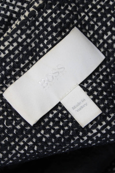 Boss Hugo Boss Women Basic Jacket Black Check Cotton Blend Zip Size 4