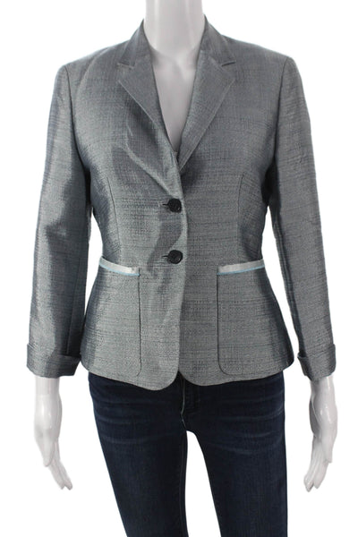 Boss Hugo Boss Women Flecked Gray Blazer 3/4 Sleeve Button Size 8