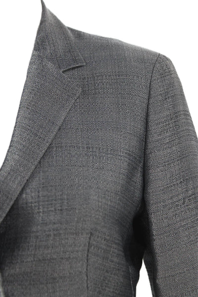 Boss Hugo Boss Women Flecked Gray Blazer 3/4 Sleeve Button Size 8