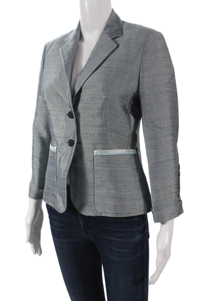 Boss Hugo Boss Women Flecked Gray Blazer 3/4 Sleeve Button Size 8
