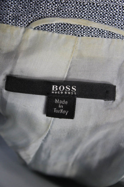Boss Hugo Boss Women Flecked Gray Blazer 3/4 Sleeve Button Size 8