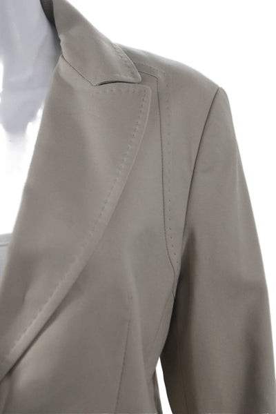 MNG Womens Beige Cotton Stretch Blazer Button Long Sleeve Size 10