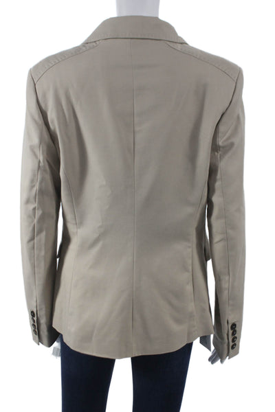 MNG Womens Beige Cotton Stretch Blazer Button Long Sleeve Size 10