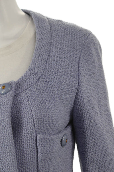 Chanel Boutique Womens Skirt Suit Wool Blue Button Size 38