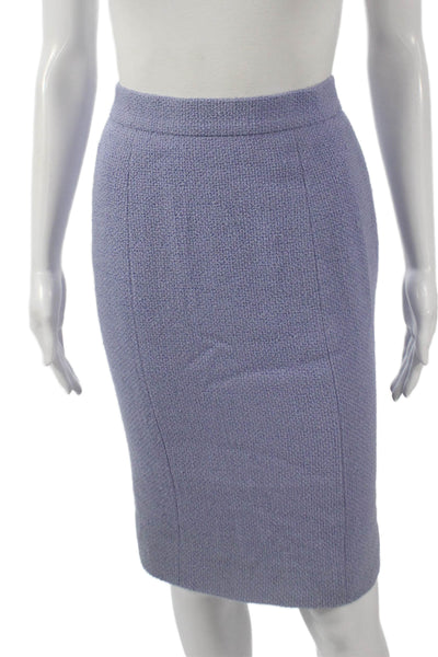 Chanel Boutique Womens Skirt Suit Wool Blue Button Size 38