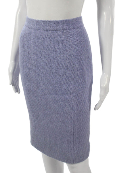 Chanel Boutique Womens Skirt Suit Wool Blue Button Size 38