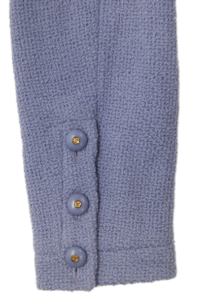 Chanel Boutique Womens Skirt Suit Wool Blue Button Size 38