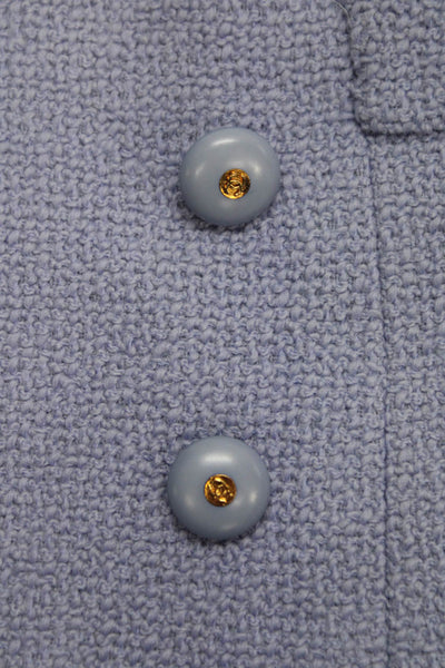 Chanel Boutique Womens Skirt Suit Wool Blue Button Size 38