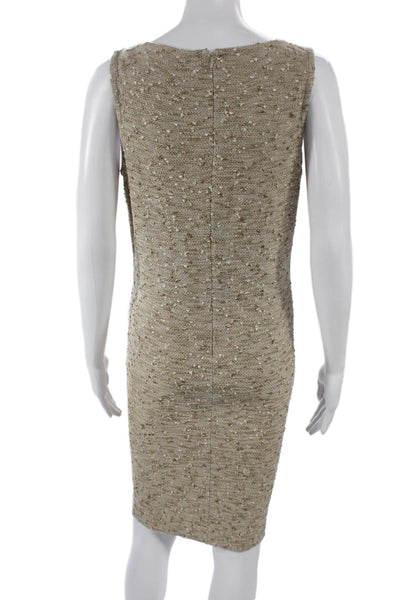 St. John Collection Womens Beige Tweed Knit Skirt Suit 3/4 Sleeve Size 8