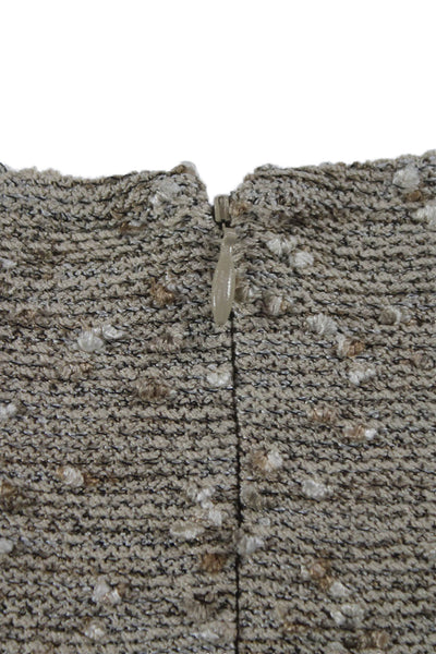 St. John Collection Womens Beige Tweed Knit Skirt Suit 3/4 Sleeve Size 8