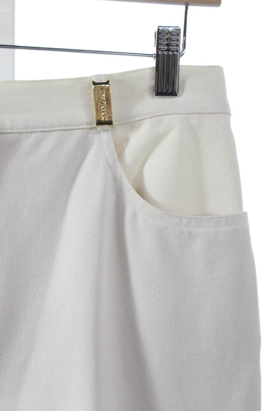 St. John Sport By Marie Gray Women Dress Pants White Cotton Button Size 8