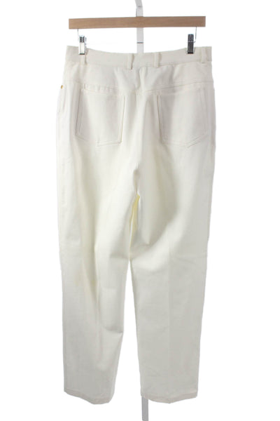 St. John Sport By Marie Gray Women Dress Pants White Cotton Button Size 8