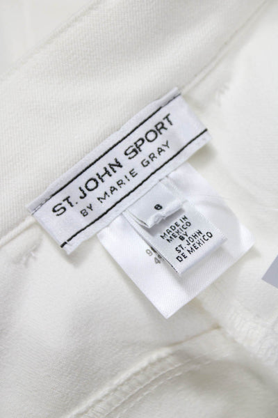 St. John Sport By Marie Gray Women Dress Pants White Cotton Button Size 8