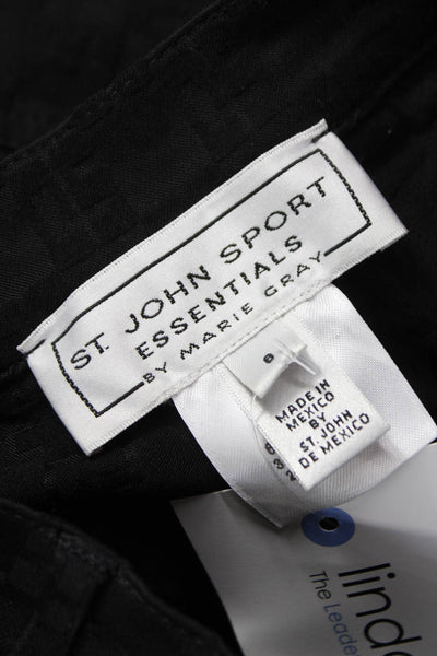 St. John Sport By Marie Gray Women Dress Pants Black Geometric Size 8