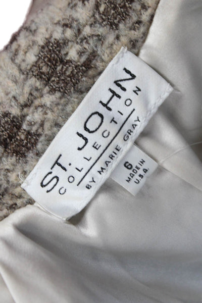 St John Collection Marie Gray Women Brown Tweed Zip Basic Jacket Size S