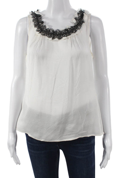 Escada Women Blouse Silk Sleeveless Round Neck White Basic Size 40