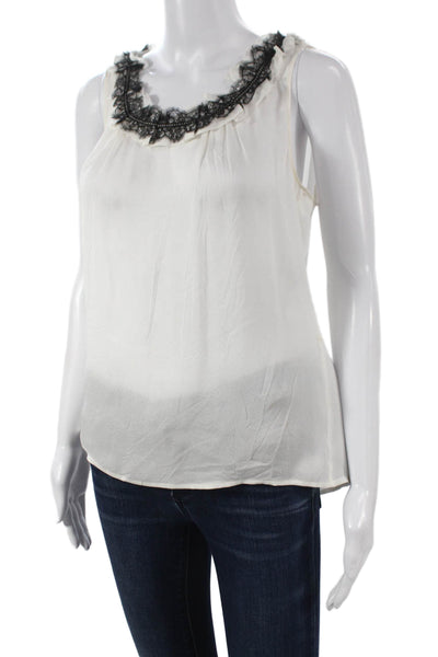 Escada Women Blouse Silk Sleeveless Round Neck White Basic Size 40