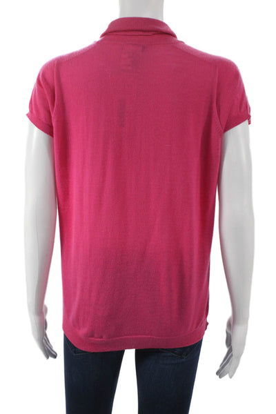 Escada Women Pullover Turtleneck Short Sleeve Virgin Wool Sweater Pink Size 38
