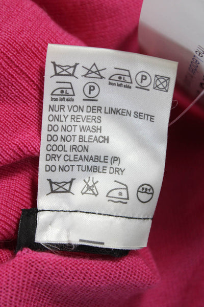 Escada Women Pullover Turtleneck Short Sleeve Virgin Wool Sweater Pink Size 38