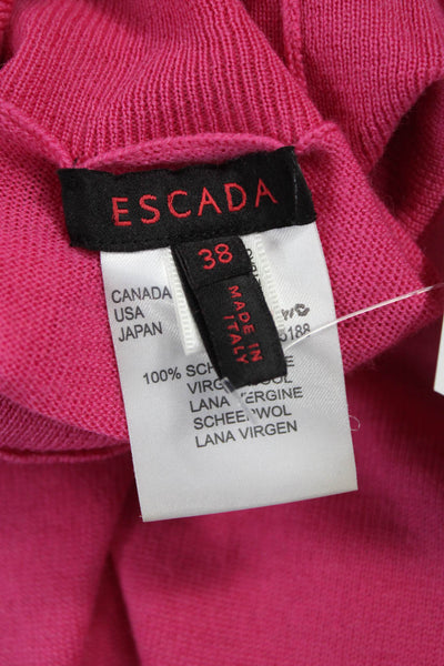 Escada Women Pullover Turtleneck Short Sleeve Virgin Wool Sweater Pink Size 38