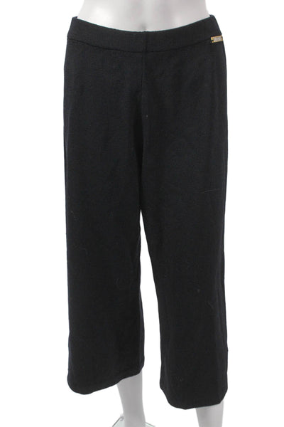 St. John Sport Womens Black Cropped Wool Blend Pants Size S