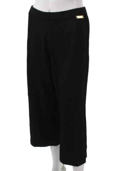 St. John Sport Womens Black Cropped Wool Blend Pants Size S