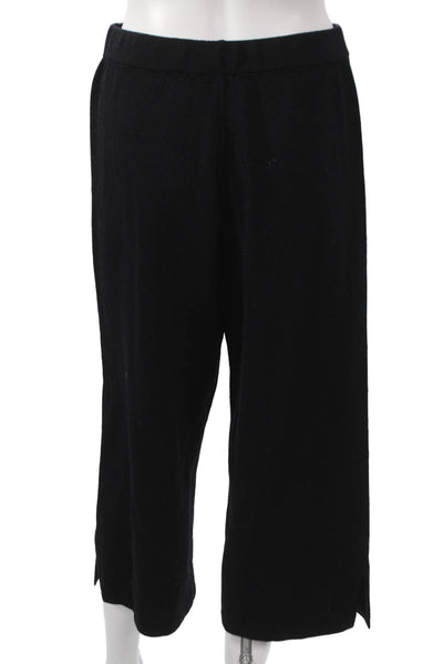 St. John Sport Womens Black Cropped Wool Blend Pants Size S