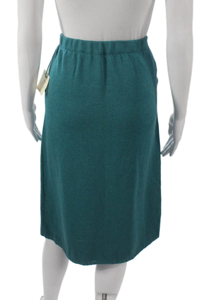 St. John By Marie Gray Women Pleated Teal Knee Length Wool Skirt Size 8