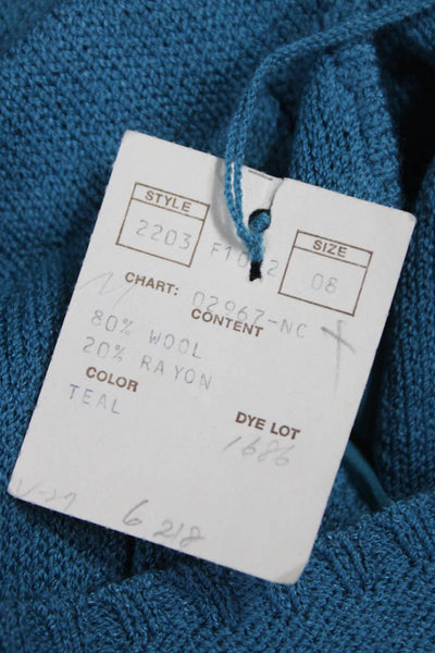 St. John By Marie Gray Women Pleated Teal Knee Length Wool Skirt Size 8