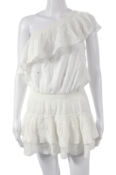 Joie Womens White Cotton One Shoulder Sleeveless Mini Dress Size 2XS