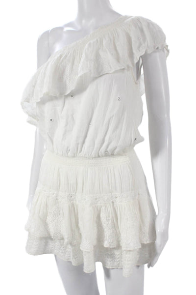 Joie Womens White Cotton One Shoulder Sleeveless Mini Dress Size 2XS