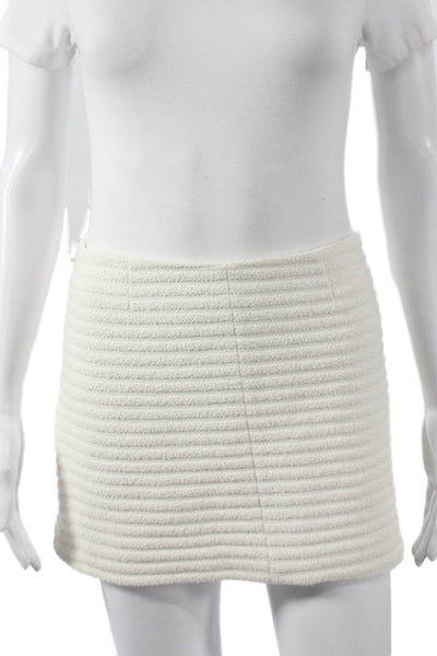 Theory Womens Mini Striped White Cotton Skirt Zip Size 00