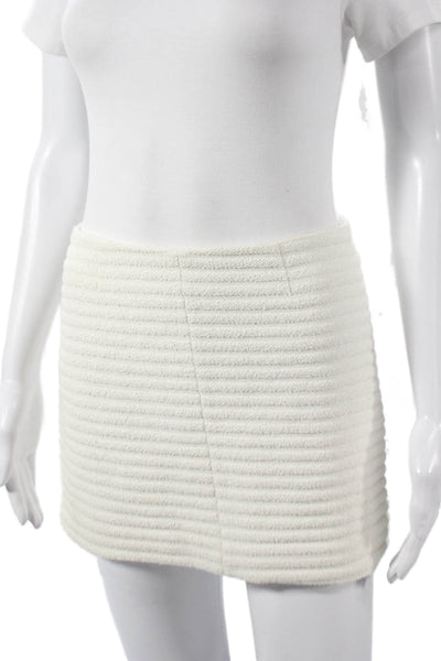 Theory Womens Mini Striped White Cotton Skirt Zip Size 00