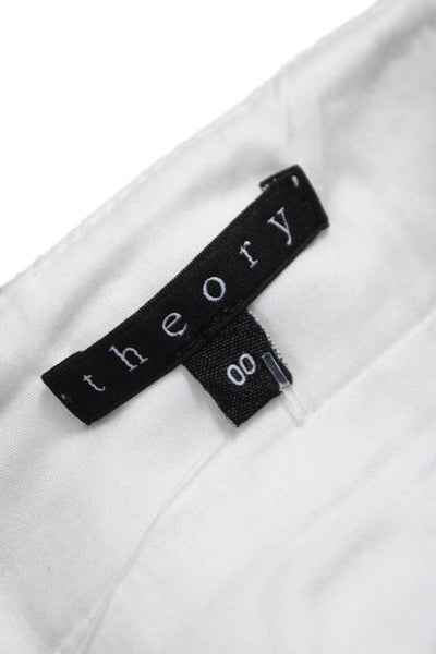 Theory Womens Mini Striped White Cotton Skirt Zip Size 00