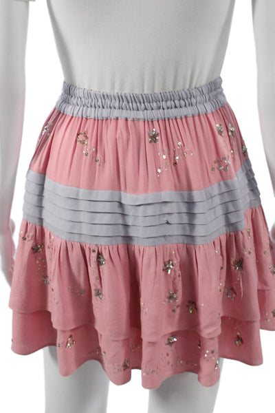 Rococo Sand Womens Pink A-Line Skirt Viscose Drawstring Short Size XS