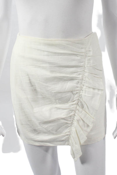 Etophe Studios Women Straight Pencil Skirt White Cotton Short Zip Fall Size S