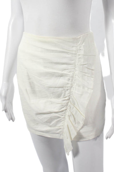 Etophe Studios Women Straight Pencil Skirt White Cotton Short Zip Fall Size S
