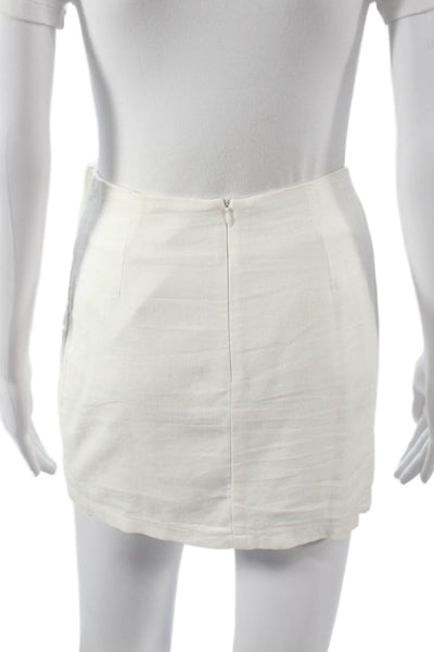 Etophe Studios Women Straight Pencil Skirt White Cotton Short Zip Fall Size S