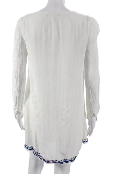 Lovers + Friends Women Shift Dress White Floral VNeck Laceup Longsleeve Size XS