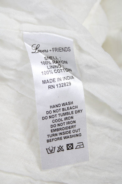 Lovers + Friends Women Shift Dress White Floral VNeck Laceup Longsleeve Size XS