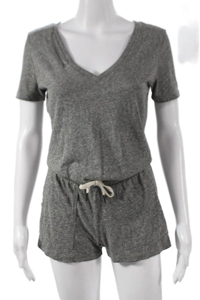Philanthropy Womens Romper Gray V-Neck Short Sleeve Size XS