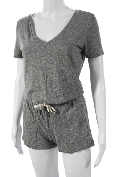 Philanthropy Womens Romper Gray V-Neck Short Sleeve Size XS