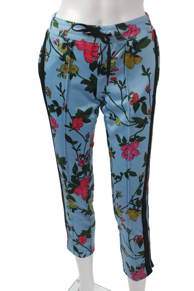 Pam & Gela Womens Multicolor Floral Jogger Pants Polyester Drawstring Size PP