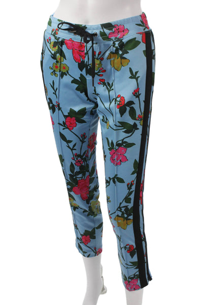 Pam & Gela Womens Multicolor Floral Jogger Pants Polyester Drawstring Size PP