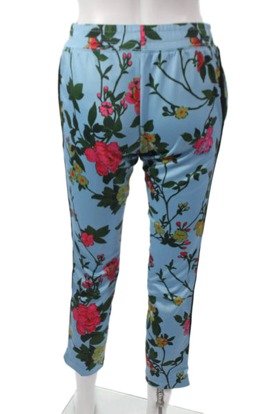 Pam & Gela Womens Multicolor Floral Jogger Pants Polyester Drawstring Size PP